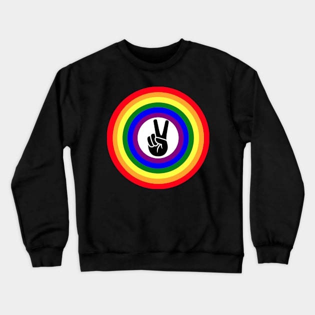 Gay Pride Peace Shield Crewneck Sweatshirt by CaveofNerdom